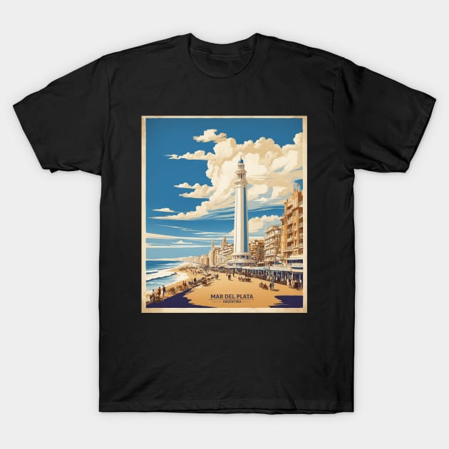 Mar del Plata Argentina Vintage Tourism Poster T-Shirt by TravelersGems